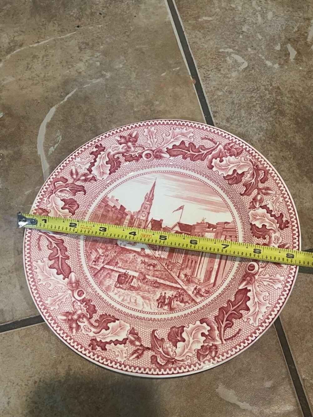 Johnson Bros Historic America Wall Street Red Transferware Plate - Picture 9 of 9